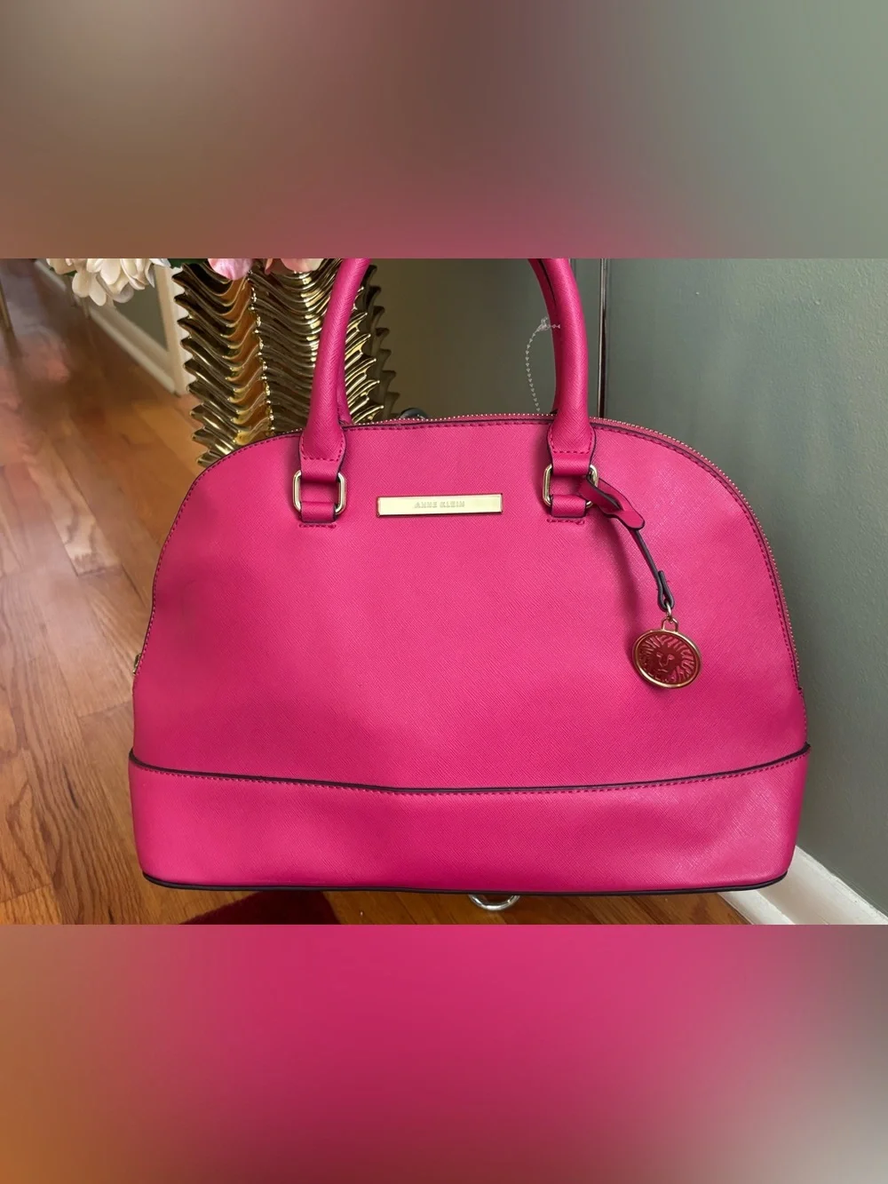 Anne Klein Pink Dome Satchel with Gold Hardware